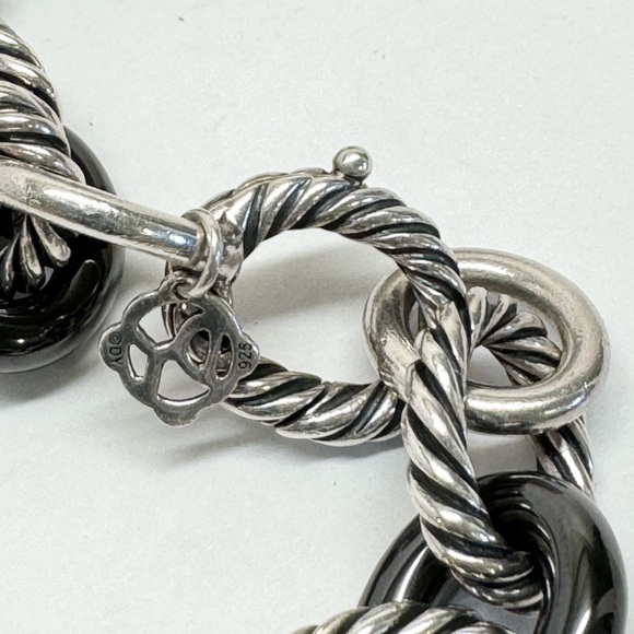 David Yurman Black Ceramic Oval Link Necklace .925 - Picture 5 of 8